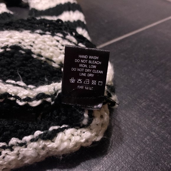 Audrey 3+1 Black & White Striped Slouch Sweater - Picture 9 of 11